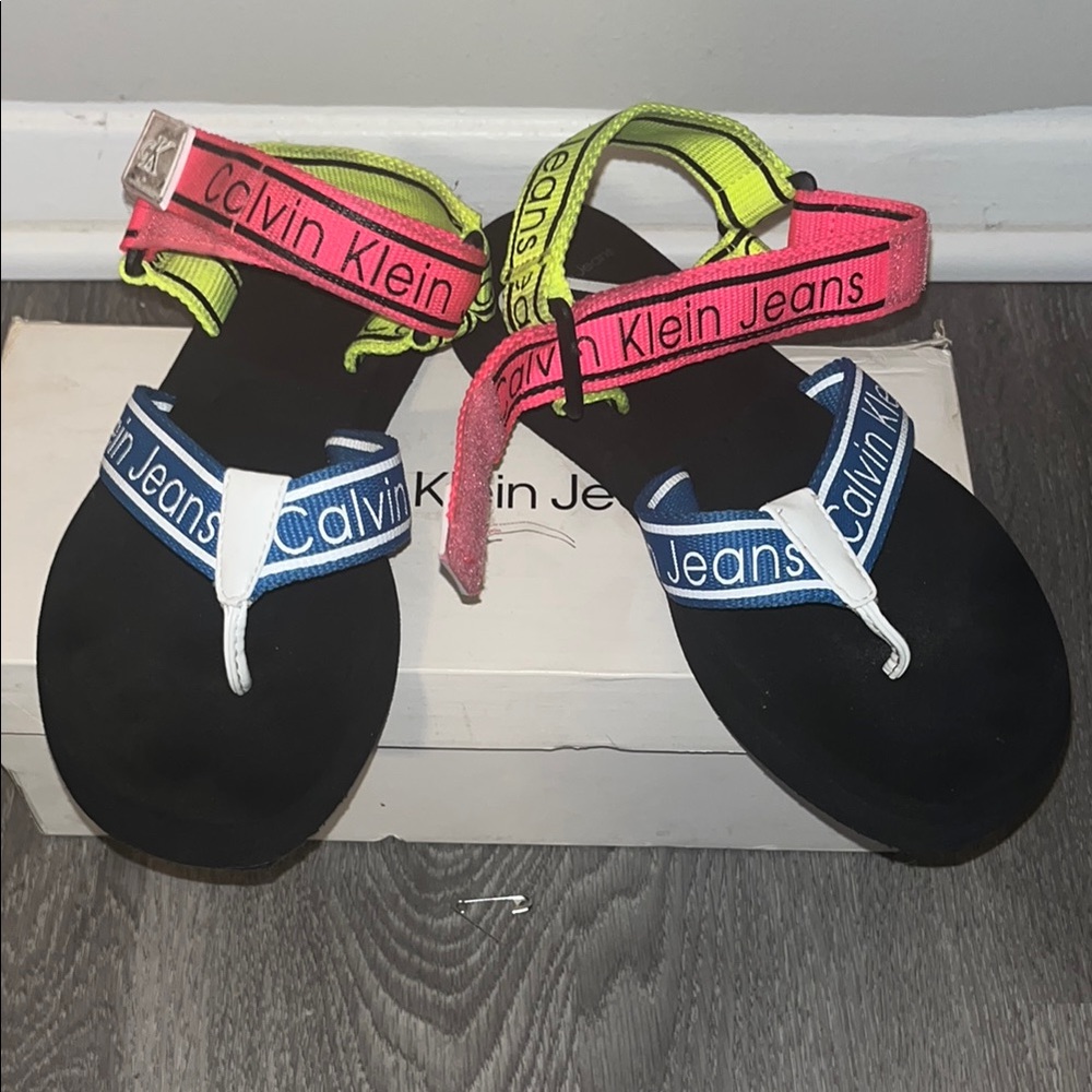 Calvin Klein Neon Strap Sandals